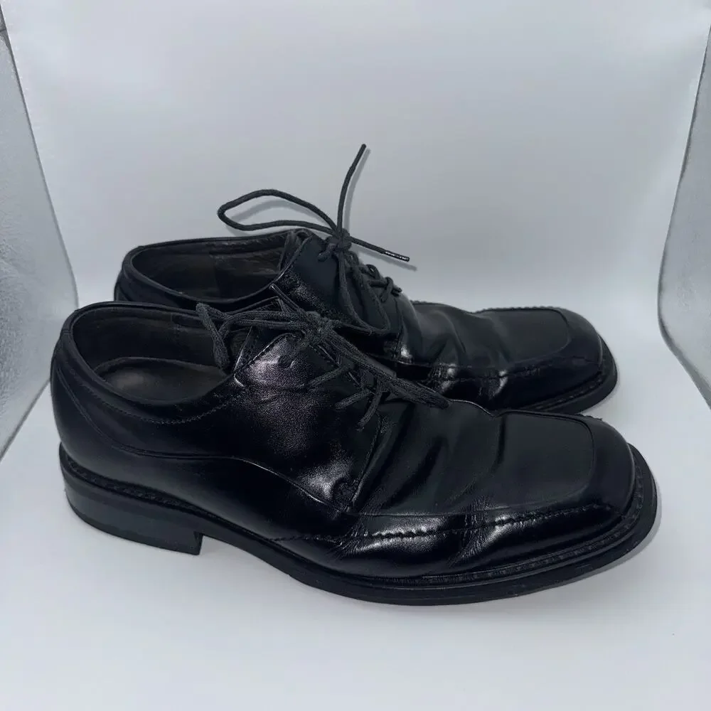 Florsheim Black Leather Oxford Dress Shoes Mens Size 8 Square Toe Lace Up
